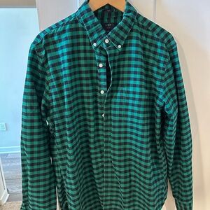 J. Crew Men's Green Plaid Button-Down Shirt